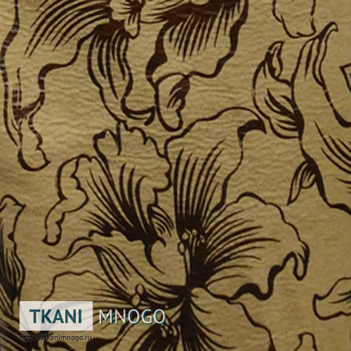 Фото текстиля 971-2 артикул - бежевый цветы. Производитель Китай. Замша - фактура.
